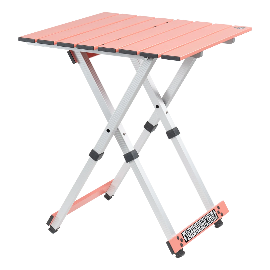 Multi-Functional Cook Compact Camp Table 20 - Choice 513 - Slim-Fold Outdoor Cook Station with Storage Shelves - Coral
