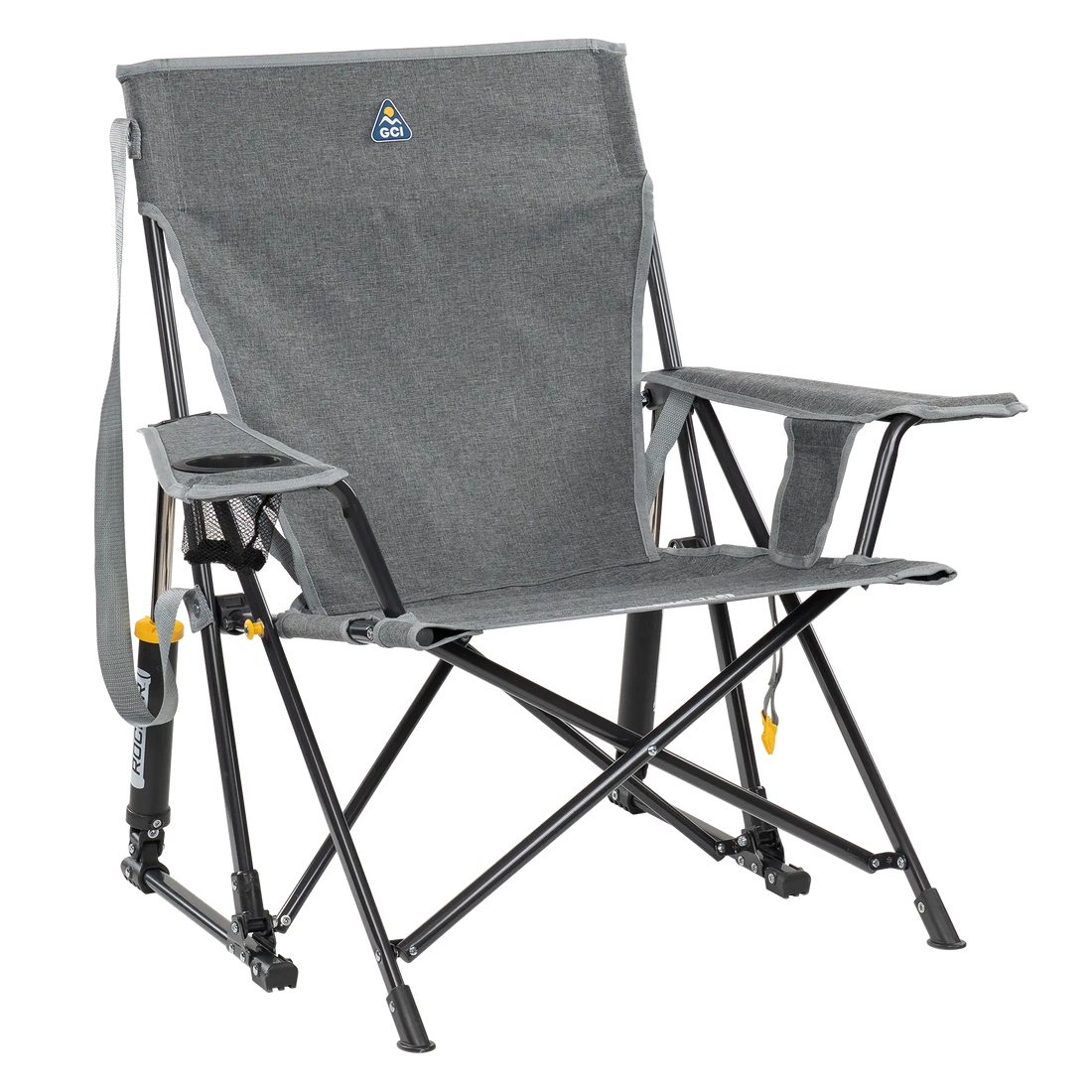 Luxury Camp Kickback Rocker - Choice 345 - Freestyle Rocker Portable Outdoor Folding Chair - Heathered Pewter