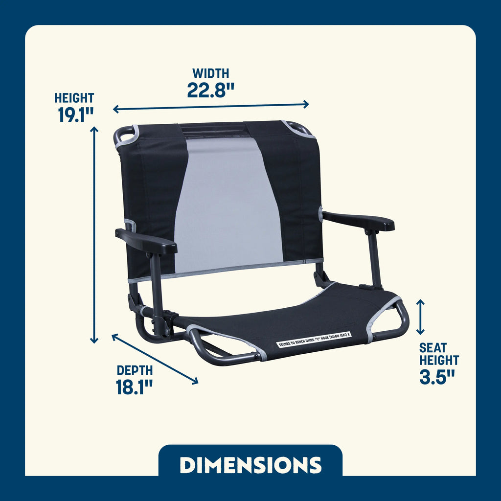 Ultra-Lightweight Big Comfort Stadium Chair with Armrests - Choice 465 - Lightweight Folding Bleacher Chair with Cushioning Detail