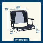 Ultra-Lightweight Big Comfort Stadium Chair with Armrests - Choice 465 - Lightweight Folding Bleacher Chair with Cushioning Detail