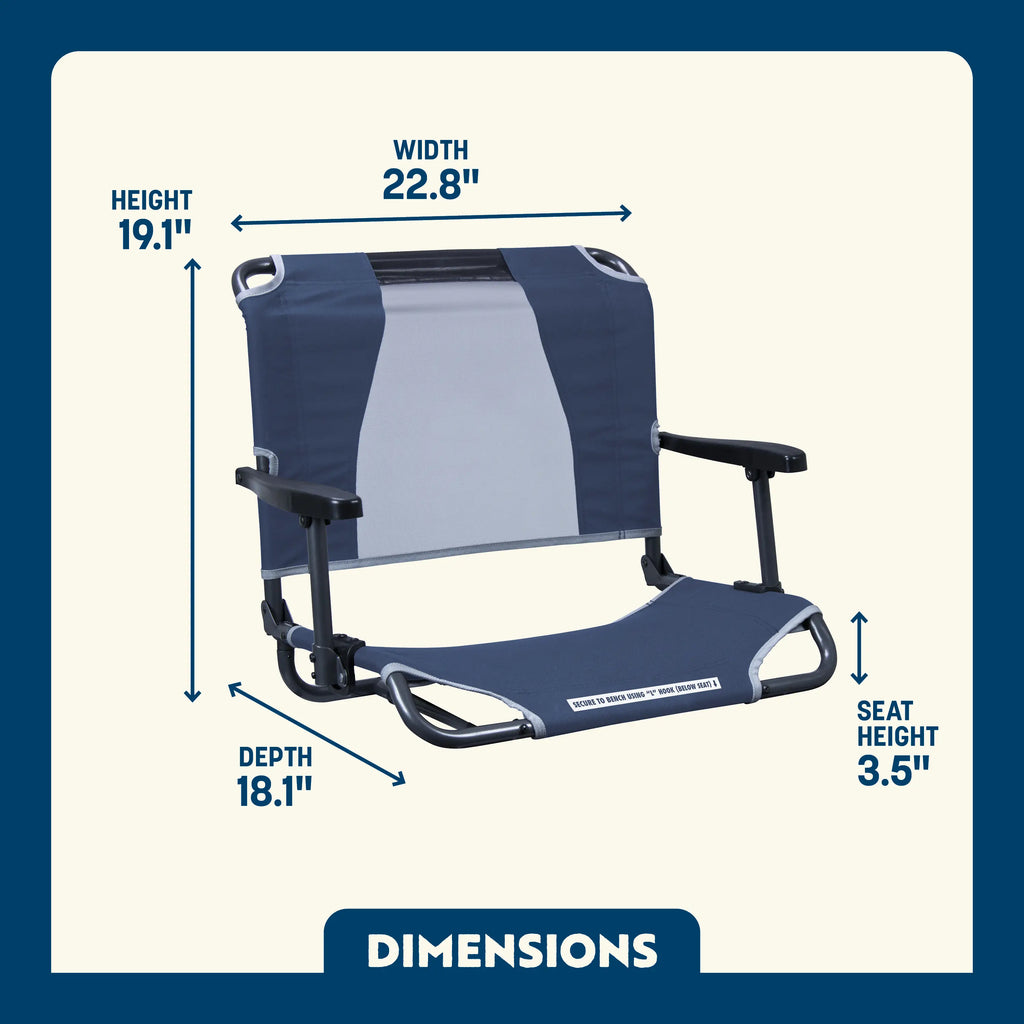 Ultra-Lightweight Big Comfort Stadium Chair with Armrests - Choice 465 - Lightweight Folding Bleacher Chair with Cushioning Detail