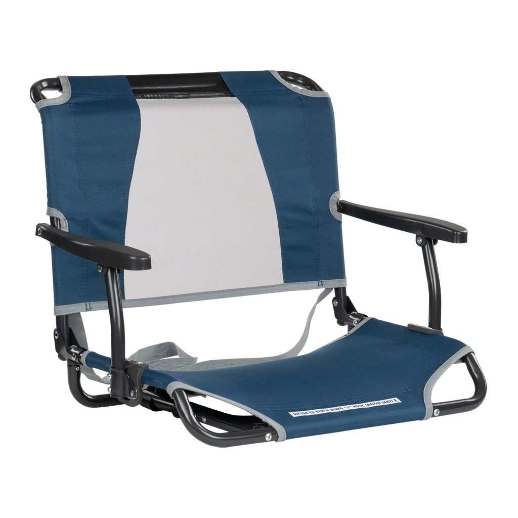 Ultra-Lightweight Big Comfort Stadium Chair with Armrests - Choice 465 - Lightweight Folding Bleacher Chair with Cushioning - Navy