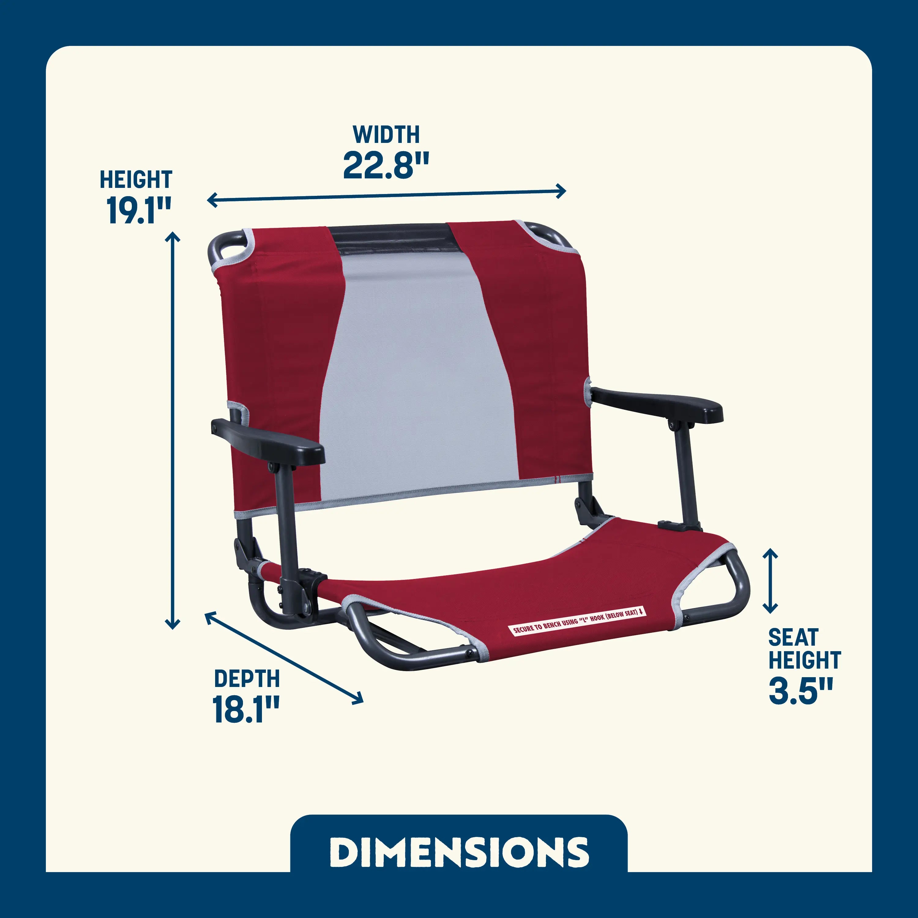 Ultra-Lightweight Big Comfort Stadium Chair with Armrests - Choice 465 - Lightweight Folding Bleacher Chair with Cushioning Detail