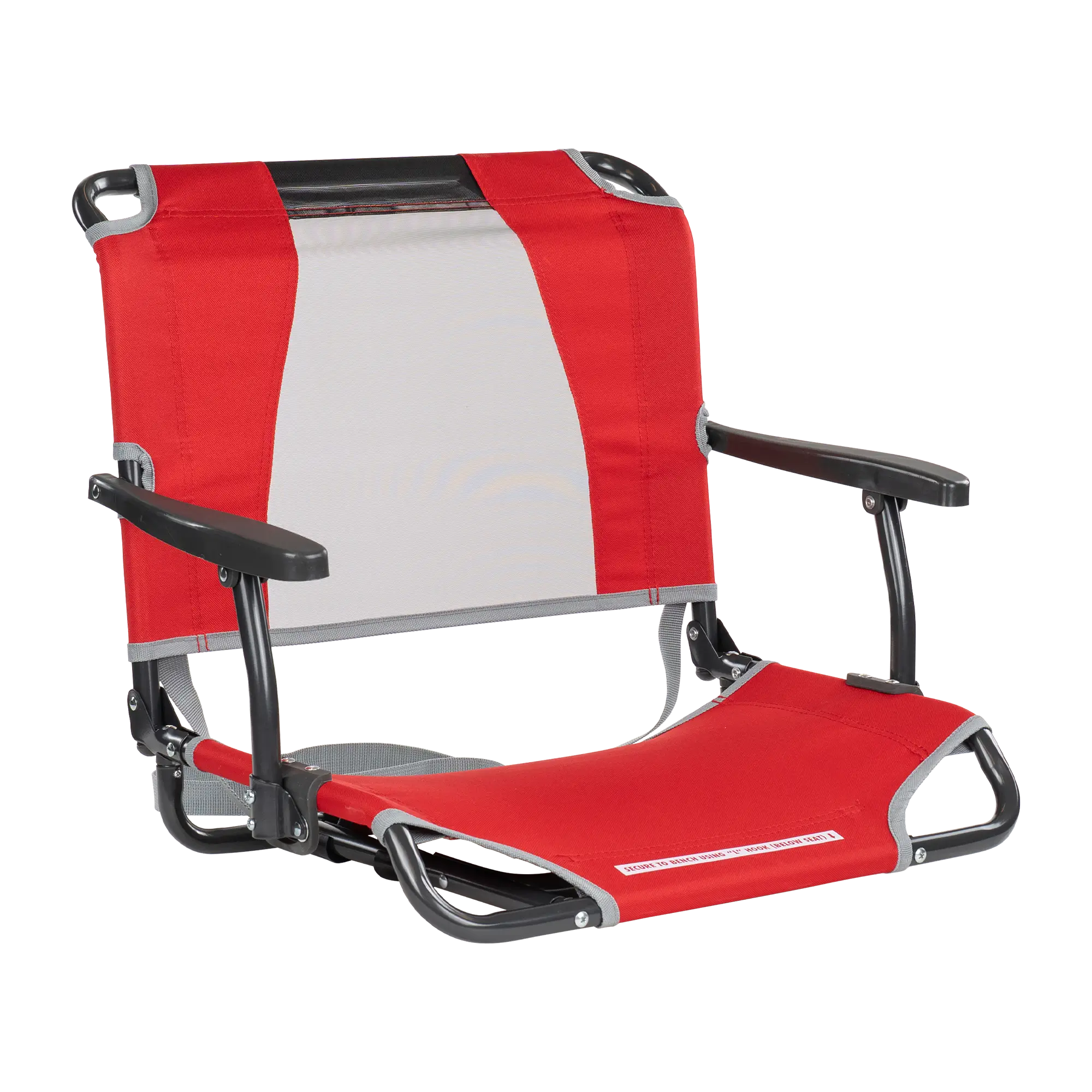 Ultra-Lightweight Big Comfort Stadium Chair with Armrests - Choice 465 - Lightweight Folding Bleacher Chair with Cushioning - Red