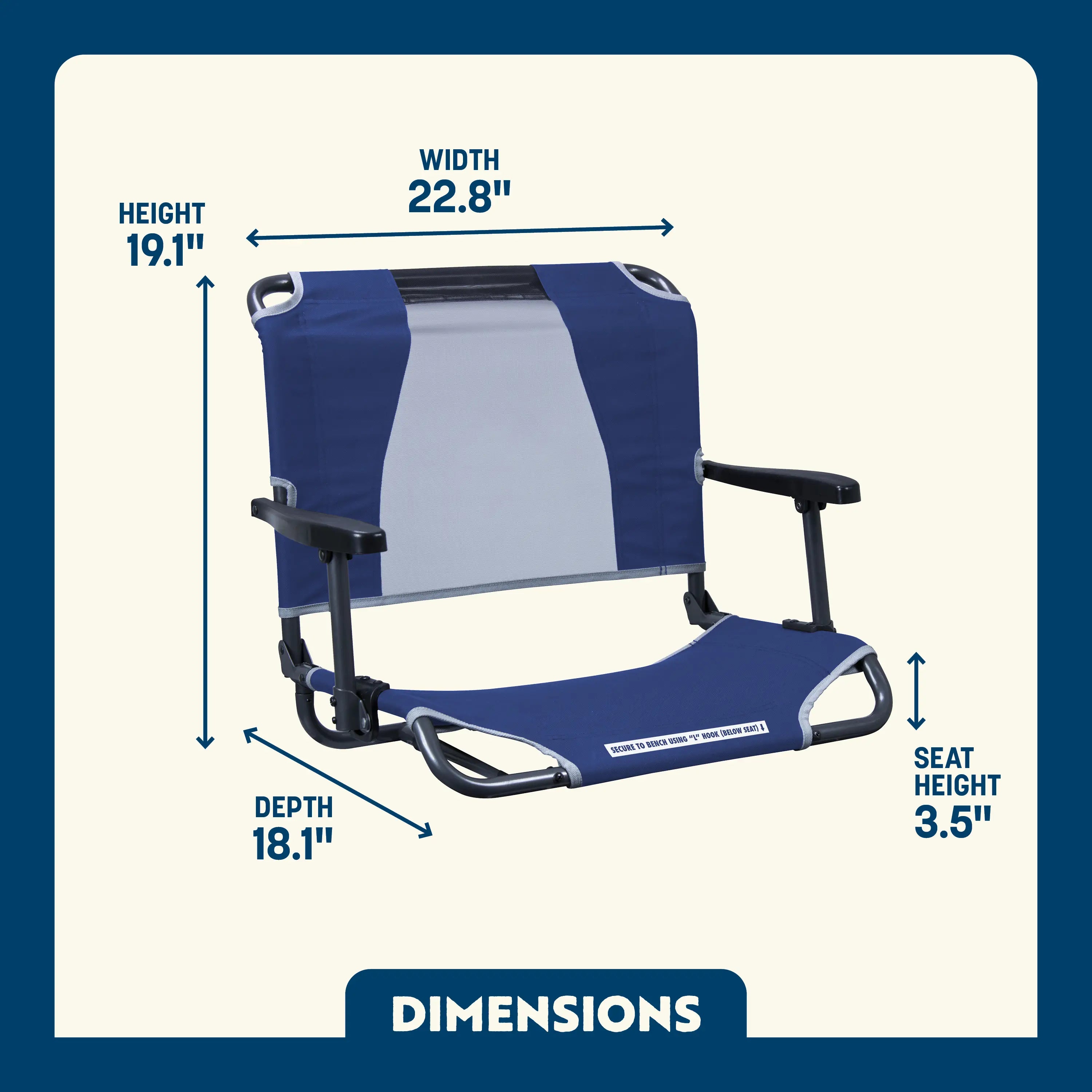 Ultra-Lightweight Big Comfort Stadium Chair with Armrests - Choice 465 - Lightweight Folding Bleacher Chair with Cushioning Detail