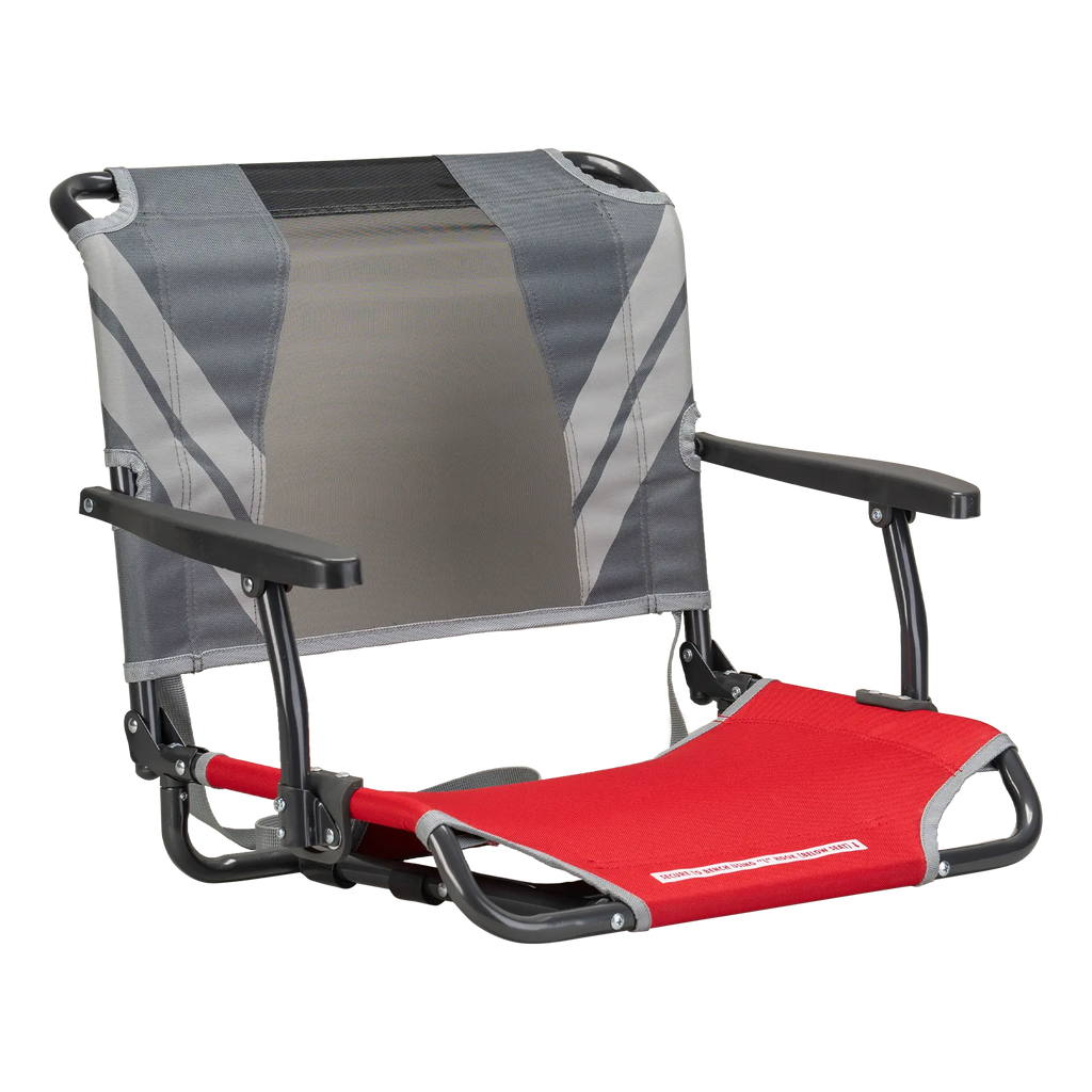 Ultra-Lightweight Big Comfort Stadium Chair with Armrests - Choice 465 - Lightweight Folding Bleacher Chair with Cushioning - Red/Gray