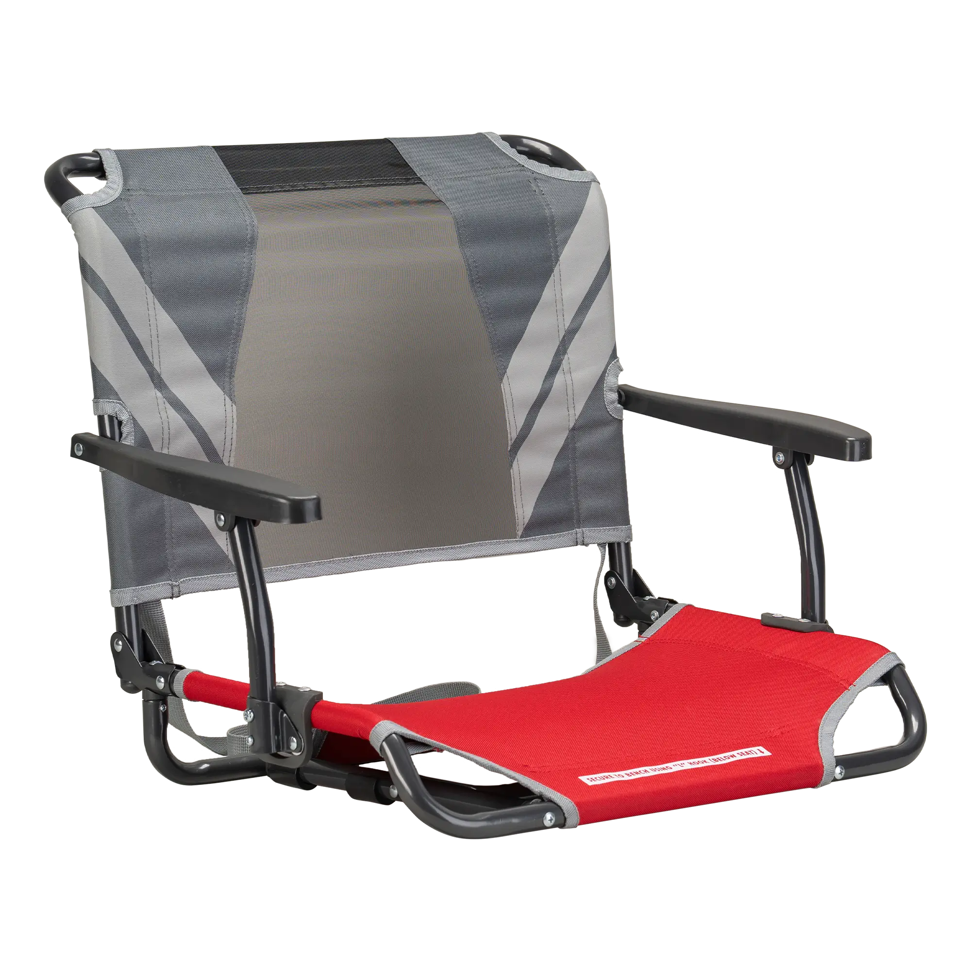 Ultra-Lightweight Big Comfort Stadium Chair with Armrests - Choice 465 - Lightweight Folding Bleacher Chair with Cushioning - Red/Gray