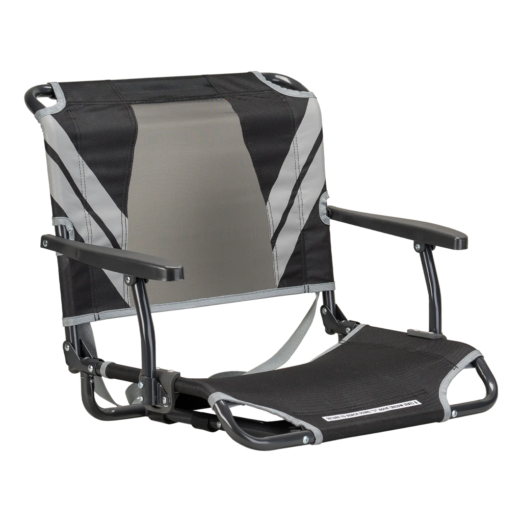 Ultra-Lightweight Big Comfort Stadium Chair with Armrests - Choice 465 - Lightweight Folding Bleacher Chair with Cushioning - Black/Gray