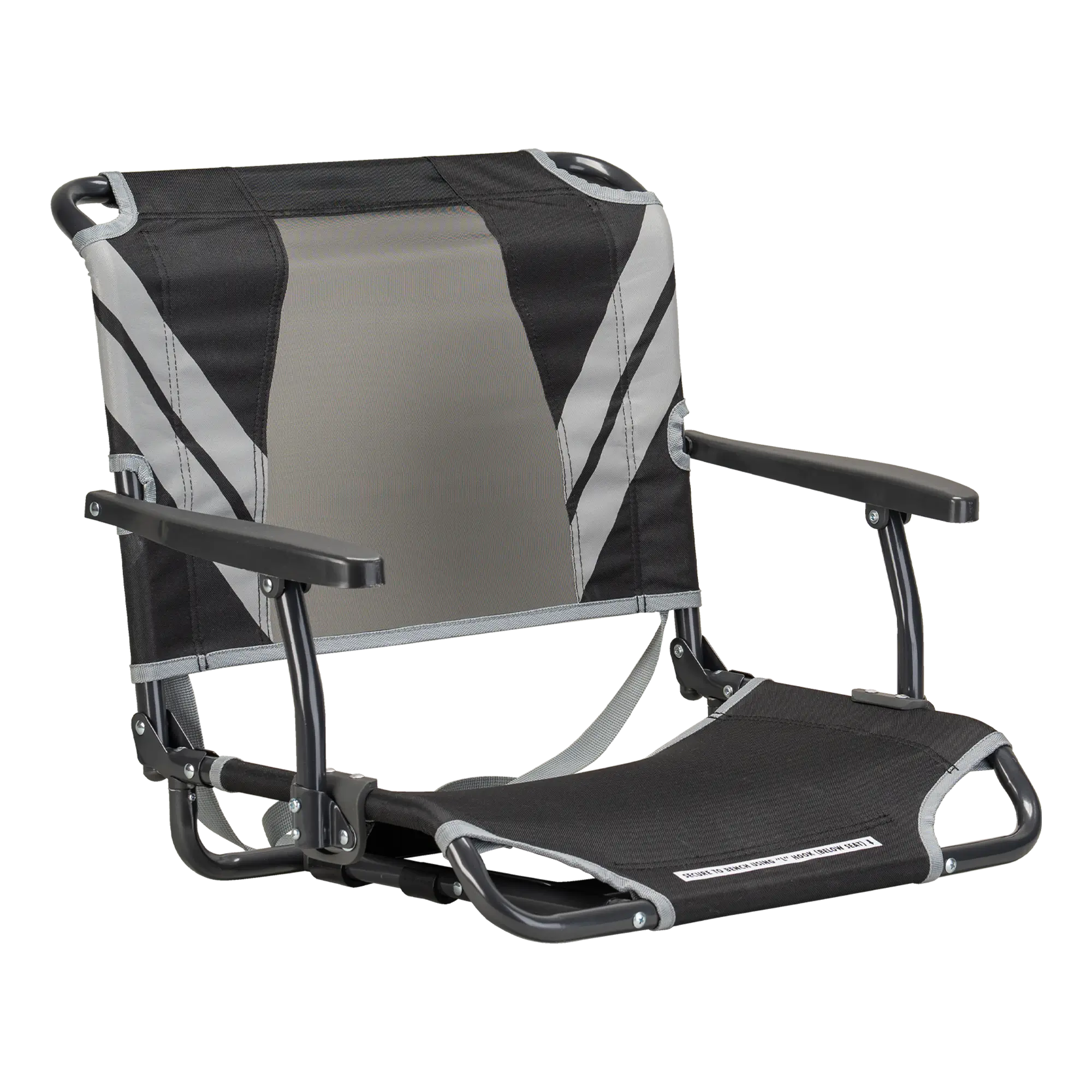 Ultra-Lightweight Big Comfort Stadium Chair with Armrests - Choice 465 - Lightweight Folding Bleacher Chair with Cushioning - Black/Gray