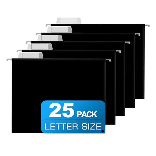 Eco-Friendly 25 Packs Hanging File Folders,Black Letter Size