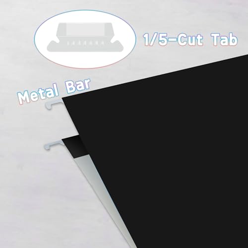 Eco-Friendly 25 Packs Hanging File Folders,Black Letter Size