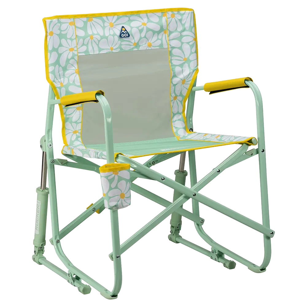 Patented Spring-Action Freestyle Rocker - Choice 711 - Patented Spring-Action Rocking Chair for Camping - Green/Yellow