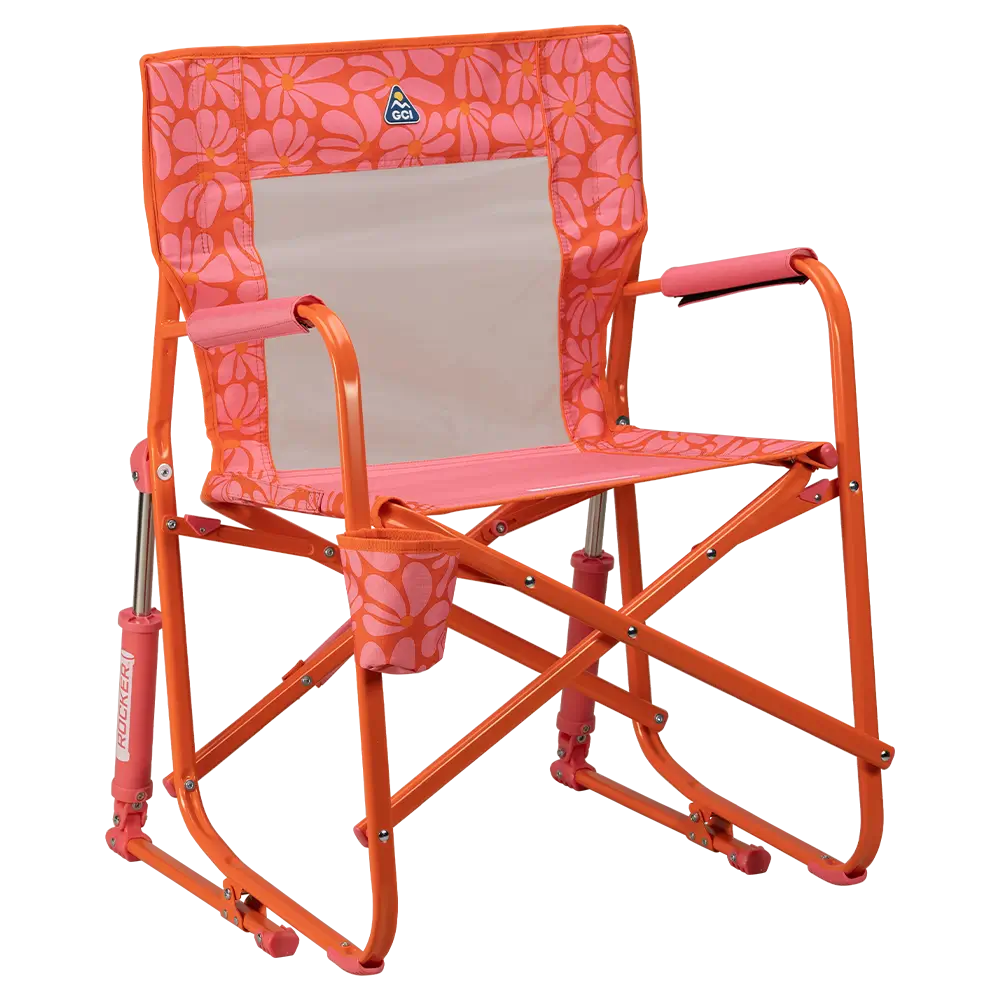 Patented Spring-Action Freestyle Rocker - Choice 711 - Patented Spring-Action Rocking Chair for Camping - Pink/Orange
