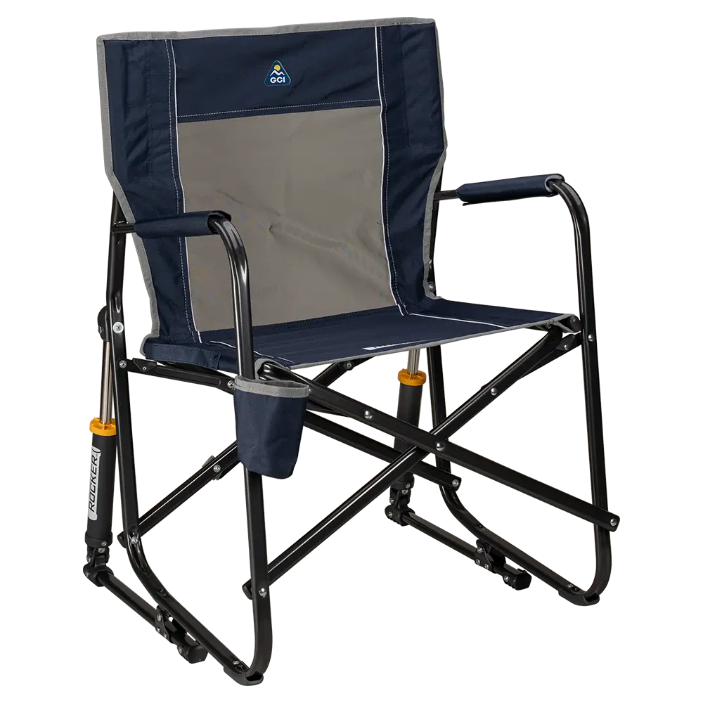 Patented Spring-Action Freestyle Rocker - Choice 711 - Patented Spring-Action Rocking Chair for Camping - Indigo