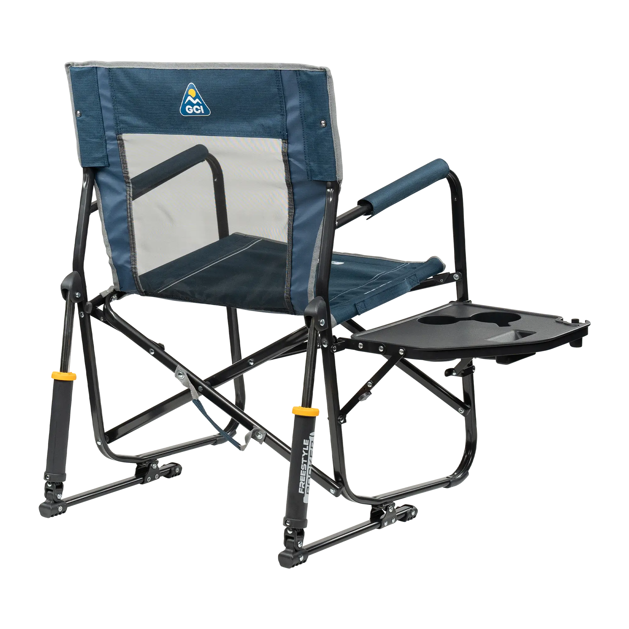 Premium All-Weather Freestyle Rocker with Side Table - Choice 853 - Freestyle Rocker Portable Outdoor Folding Chair Detail