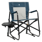 Premium All-Weather Freestyle Rocker with Side Table - Choice 853 - Freestyle Rocker Portable Outdoor Folding Chair - Heathered Indigo
