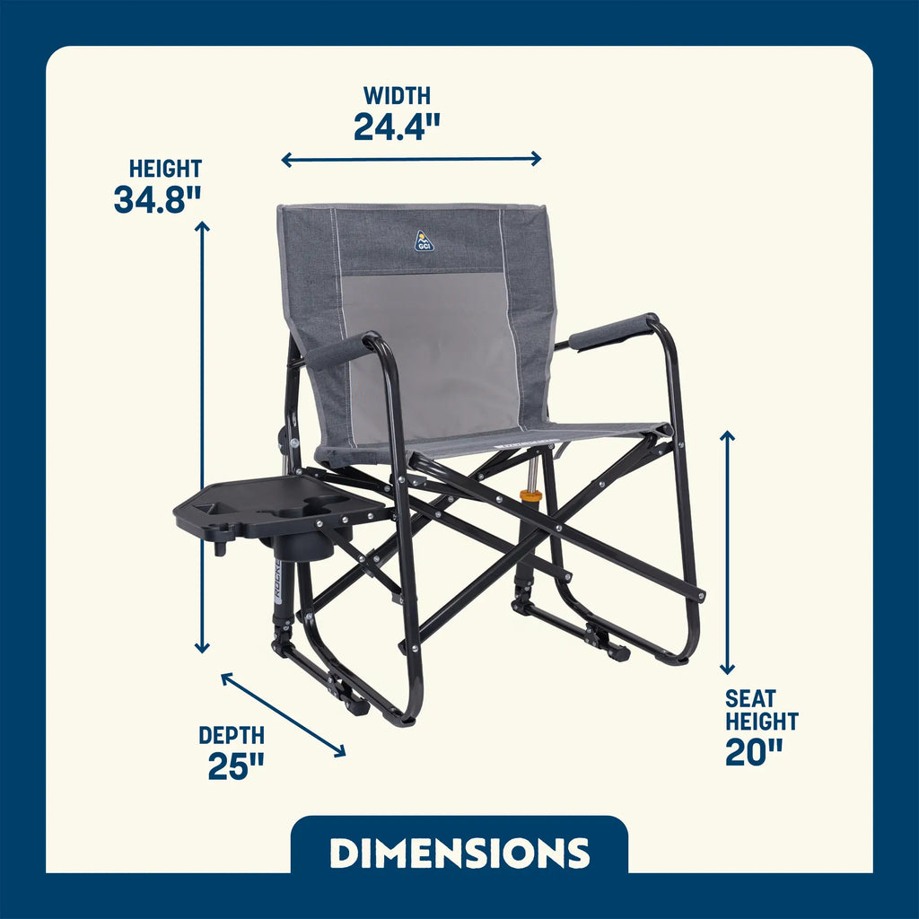 Premium All-Weather Freestyle Rocker with Side Table - Choice 853 - Freestyle Rocker Portable Outdoor Folding Chair Detail