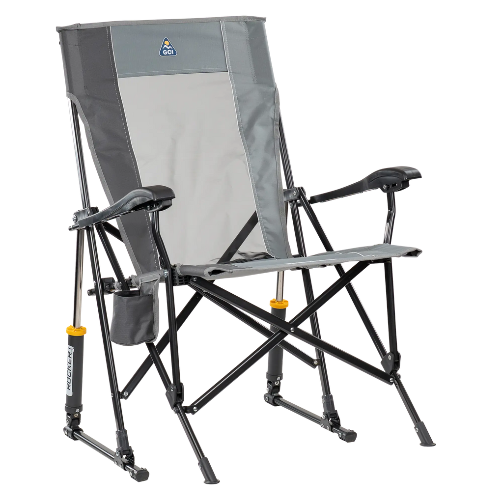 Heavy-Duty Freestyle RoadTrip Rocker - Choice 855 - Freestyle Rocker Portable Outdoor Folding Chair - Mercury Gray