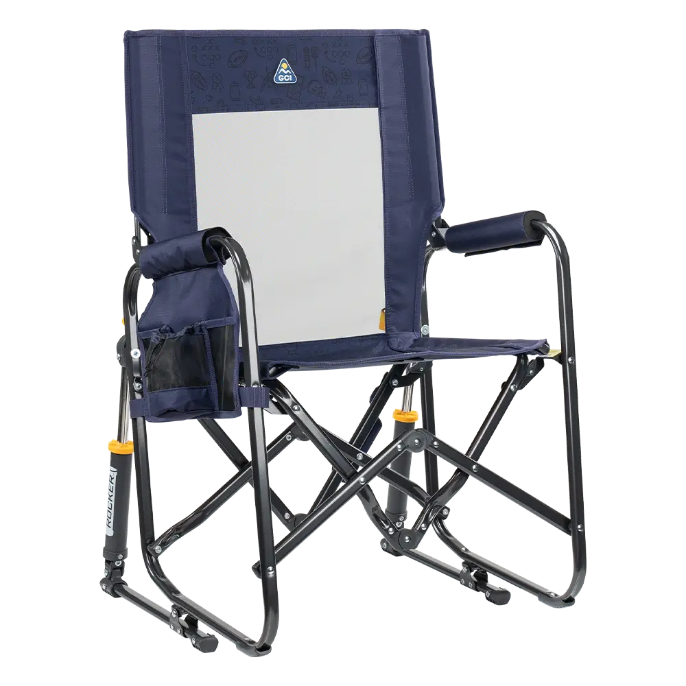 Patented Spring-Action Stowaway Rocker - Choice 794 - Patented Spring-Action Rocking Chair for Camping - Tailgater Rich Blue