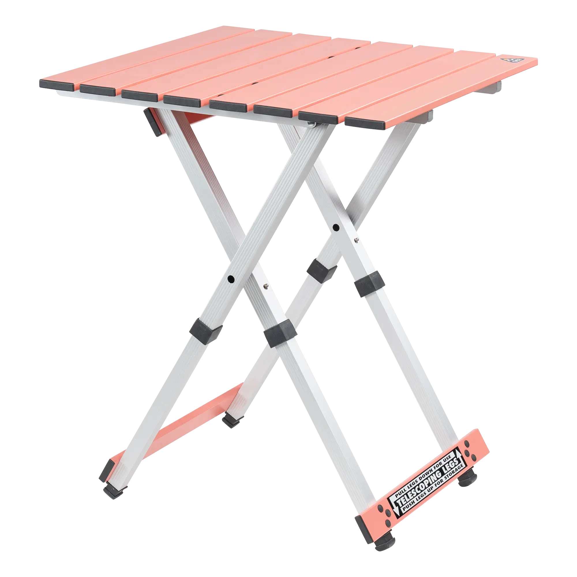 Multi-Functional Cook Compact Camp Table 20 - Choice 513 - Slim-Fold Outdoor Cook Station with Storage Shelves - Coral