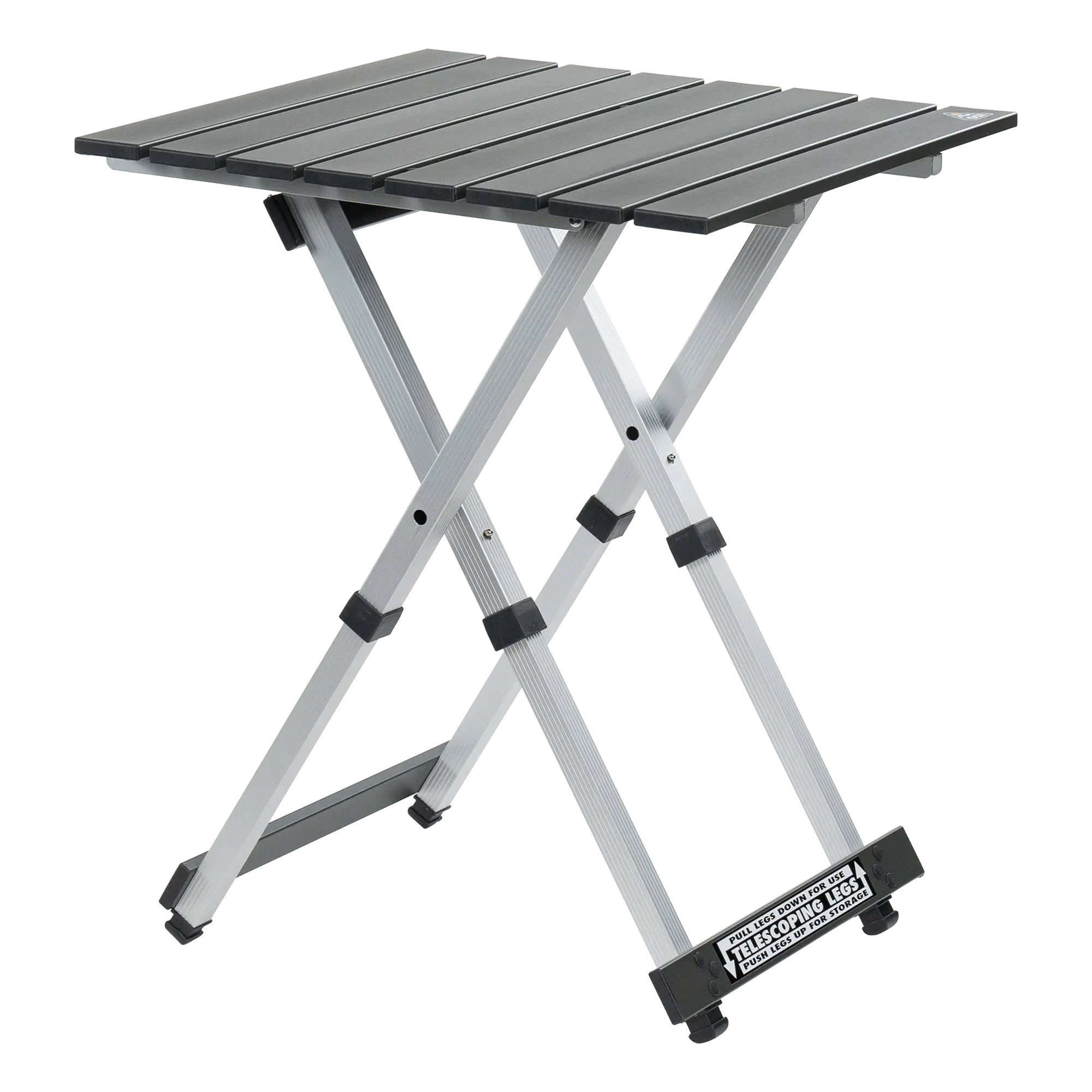 Multi-Functional Cook Compact Camp Table 20 - Choice 513 - Slim-Fold Outdoor Cook Station with Storage Shelves - Black Chrome