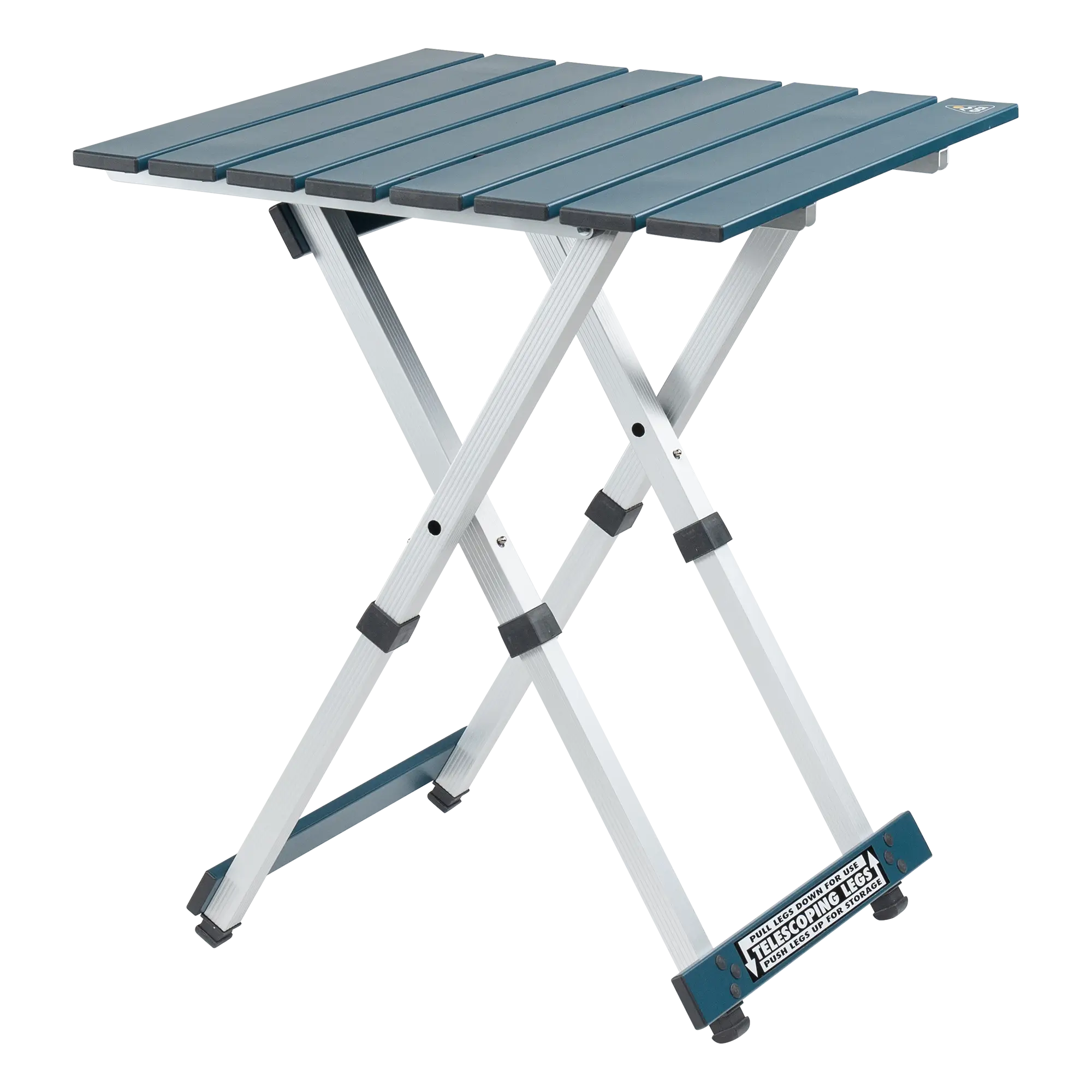 Multi-Functional Cook Compact Camp Table 20 - Choice 513 - Slim-Fold Outdoor Cook Station with Storage Shelves - Teal