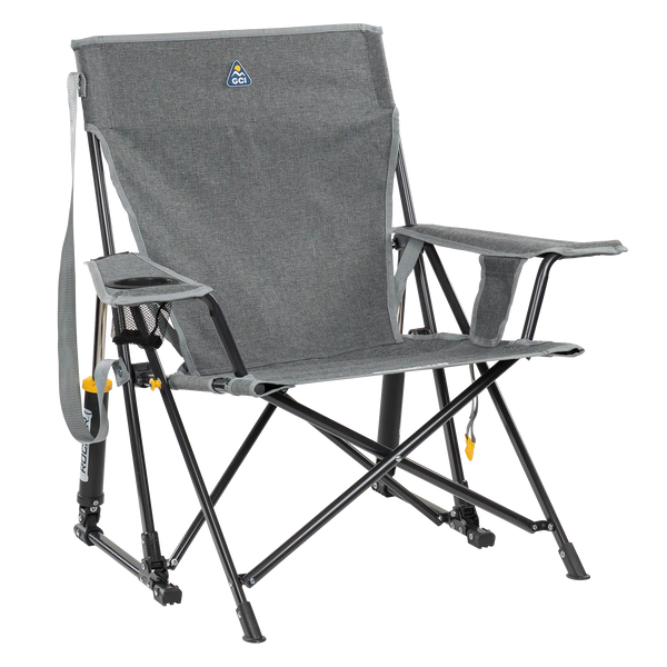 Luxury Camp Kickback Rocker - Choice 345 - Freestyle Rocker Portable Outdoor Folding Chair - Heathered Pewter