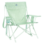 Luxury Camp Kickback Rocker - Choice 345 - Freestyle Rocker Portable Outdoor Folding Chair - Pastel Green Leaf