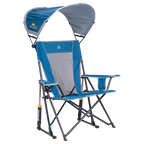 Patented Spring-Action SunShade Rocker - Choice 550 - Heavy-Duty Kickback Rocker with Beverage Holder - Neptune Blue