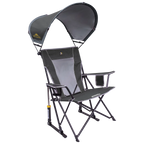Patented Spring-Action SunShade Rocker - Choice 550 - Heavy-Duty Kickback Rocker with Beverage Holder - Pewter