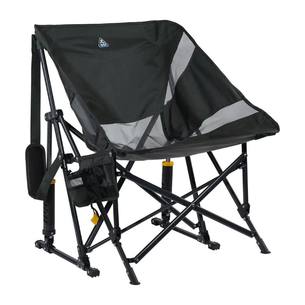 Patented Spring-Action Pod Rocker Elite - Choice 832 - Freestyle Rocker Portable Outdoor Folding Chair - Dark Charcoal