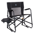 Luxury Camp Freestyle Rocker XL with Side Table - Choice 836 - Heavy-Duty Kickback Rocker with Beverage Holder - Black