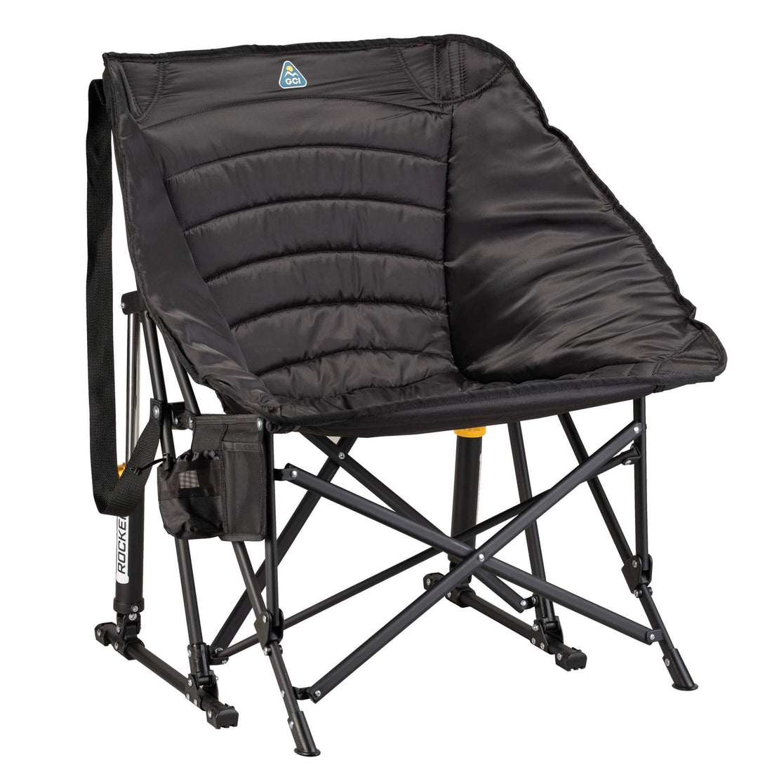 Patented Spring-Action Puff Rocker - Choice 731 - Freestyle Rocker Portable Outdoor Folding Chair - Black