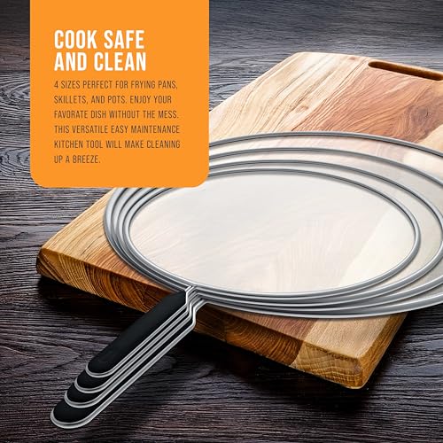 Classic U.S. Kitchen Supply 4-Piece Stainless Steel Splatter Guard Set (13", for Daily Use