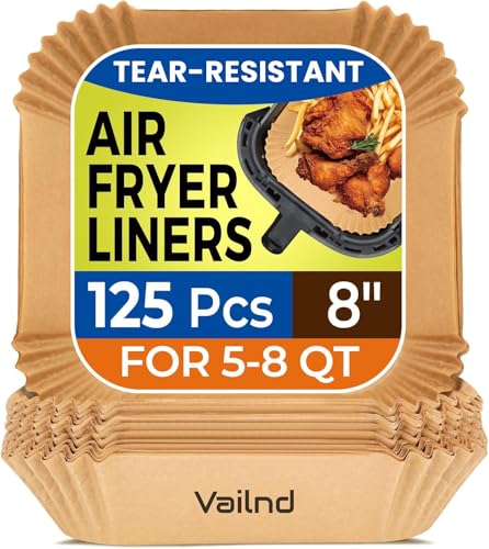 Eco-Friendly Air Fryer Paper Liners, 125Pcs Parchment Paper, Air Fryer Liners Set