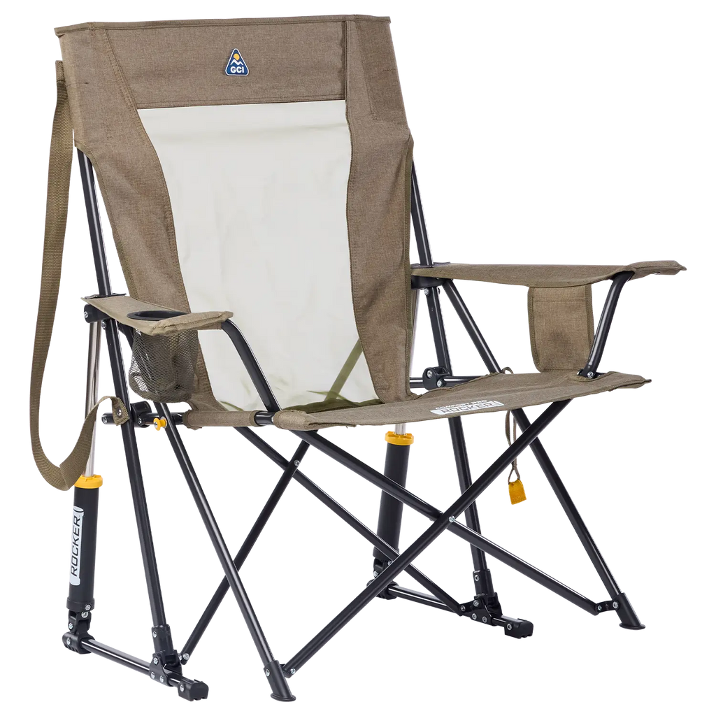 Patented Spring-Action Comfort Pro Rocker XL - Choice 107 - Freestyle Rocker Portable Outdoor Folding Chair - Heathered Aged Fatigue