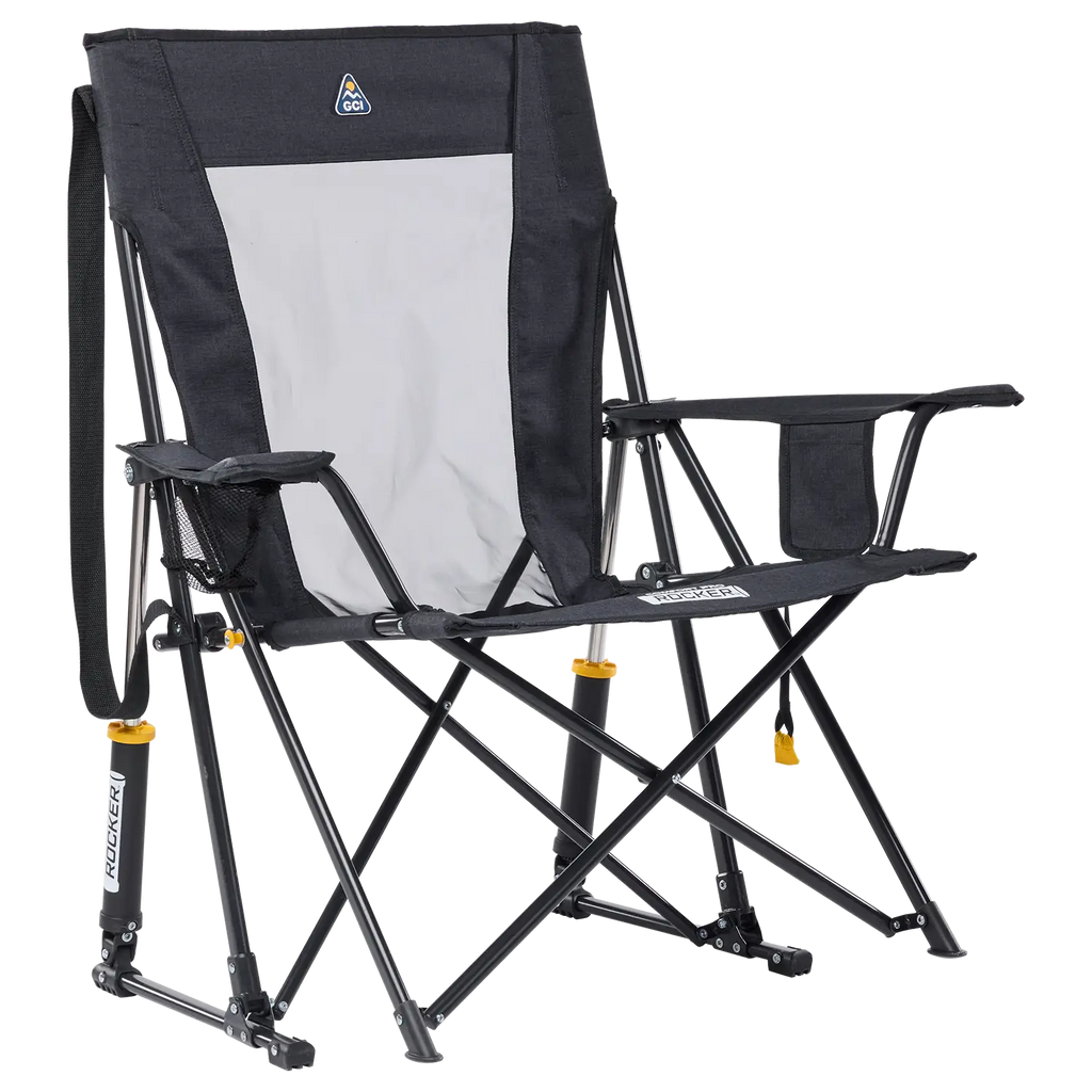 Patented Spring-Action Comfort Pro Rocker XL - Choice 107 - Freestyle Rocker Portable Outdoor Folding Chair - Heathered Charcoal