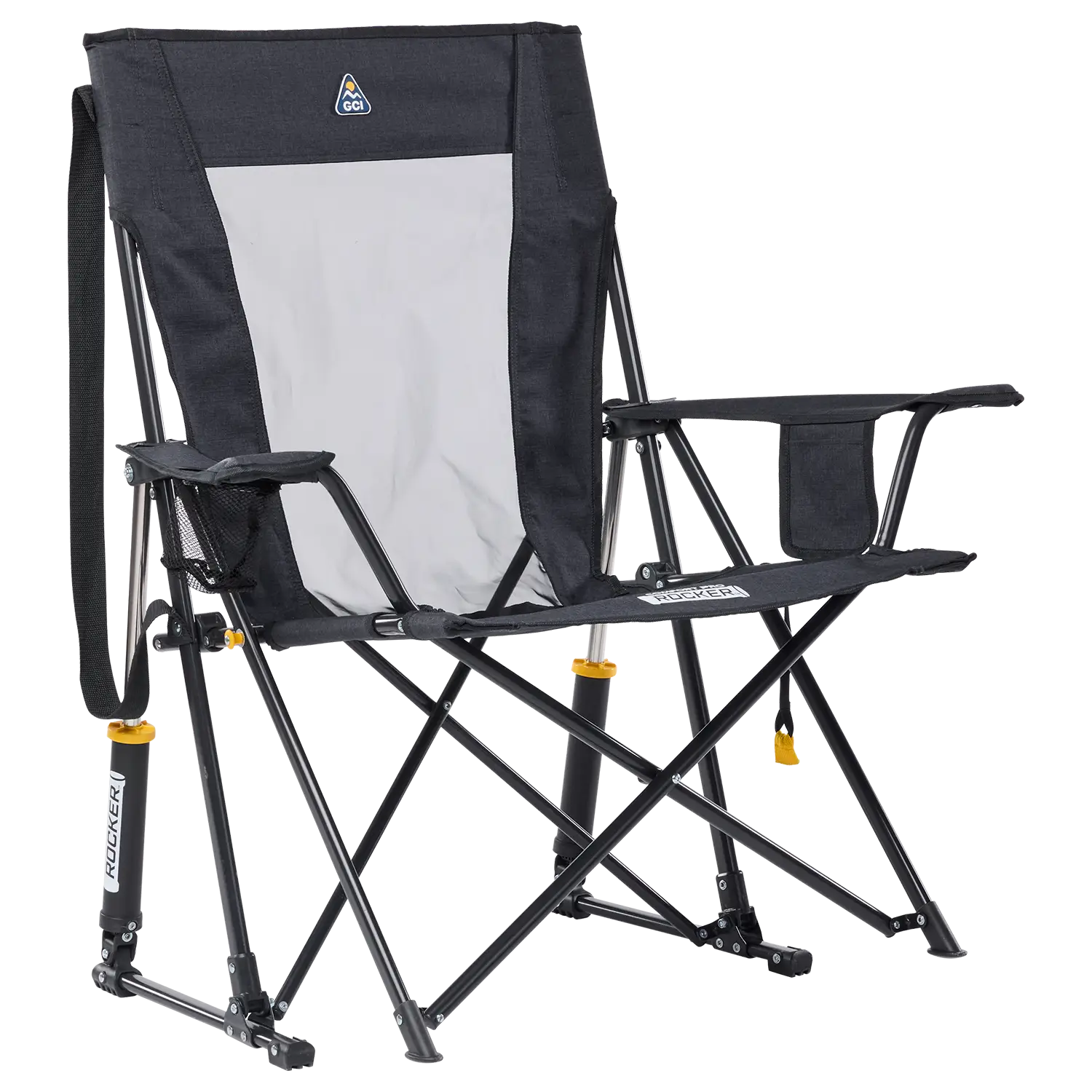Patented Spring-Action Comfort Pro Rocker XL - Choice 107 - Freestyle Rocker Portable Outdoor Folding Chair - Heathered Charcoal
