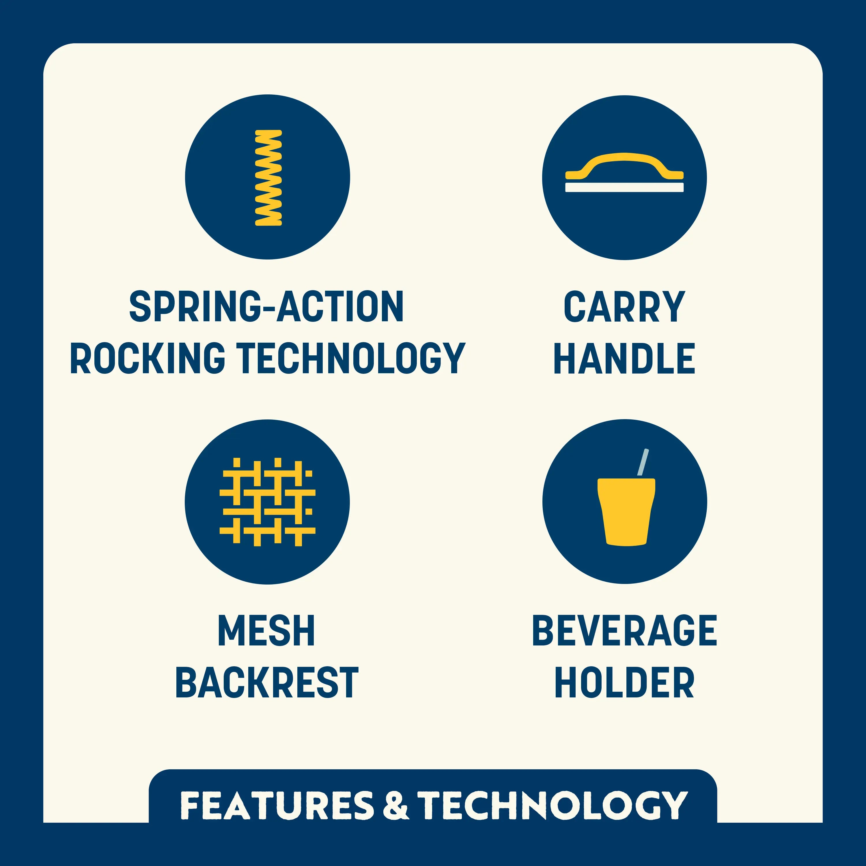 Patented Spring-Action FirePit Rocker - Choice 737 - Patented Spring-Action Rocking Chair for Camping Detail
