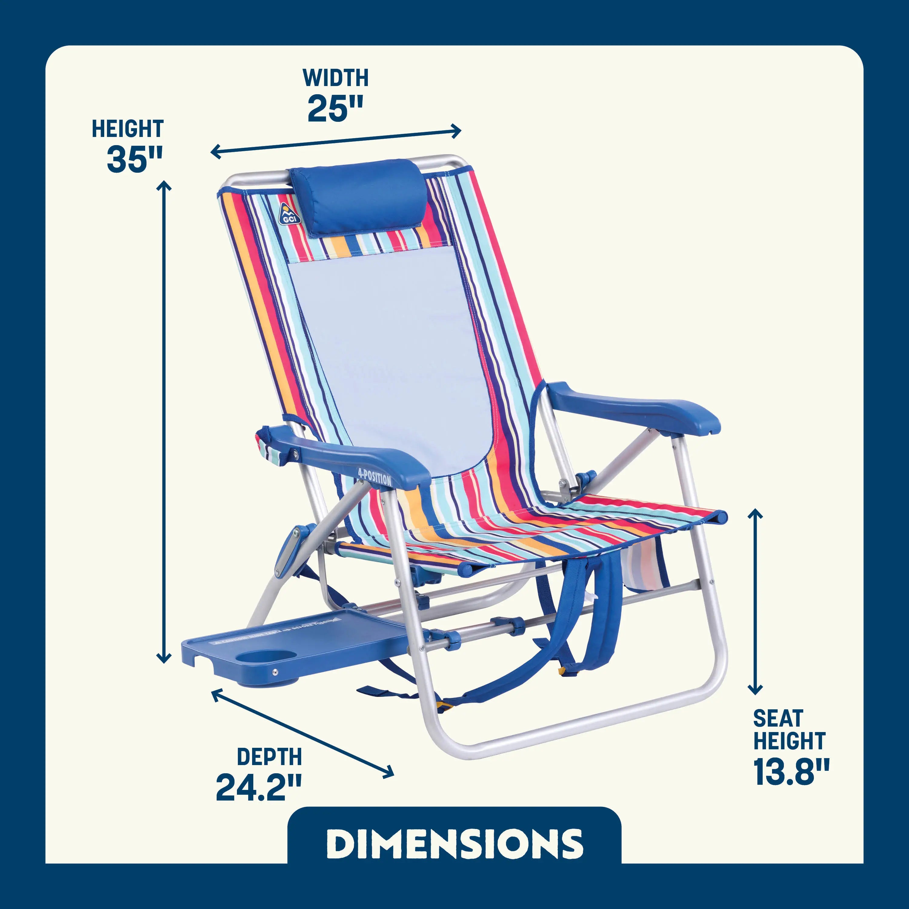 Low-Profile Big Surf with Slide Table - Choice 334 - Rust-Resistant Aluminum Sand-Friendly Lounge Chair Detail