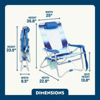 Reclining Beach Bi-Fold Beach Chair - Choice 601 - Low-Profile Reclining Beach Chair with Backpack Straps Detail