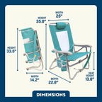 Reclining Beach Bi-Fold Beach Chair - Choice 601 - Low-Profile Reclining Beach Chair with Backpack Straps Detail