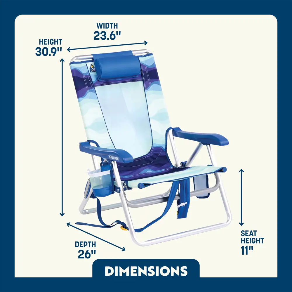 Low-Profile Backpack Beach Chair - Choice 709 - Portable Heavy-Duty Low Boy Chair for Ocean Side Detail