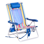 Low-Profile Backpack Beach Chair - Choice 709 - Portable Heavy-Duty Low Boy Chair for Ocean Side - Multi Stripe