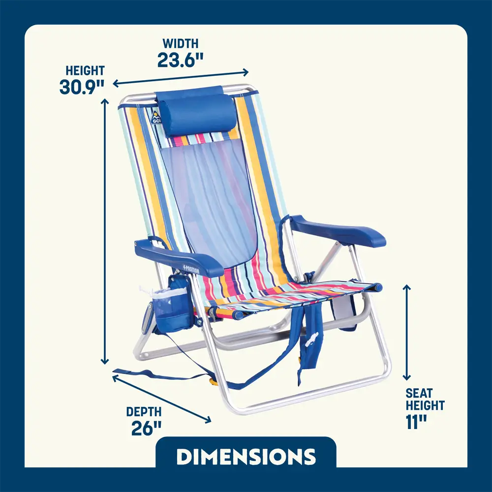 Low-Profile Backpack Beach Chair - Choice 709 - Portable Heavy-Duty Low Boy Chair for Ocean Side Detail