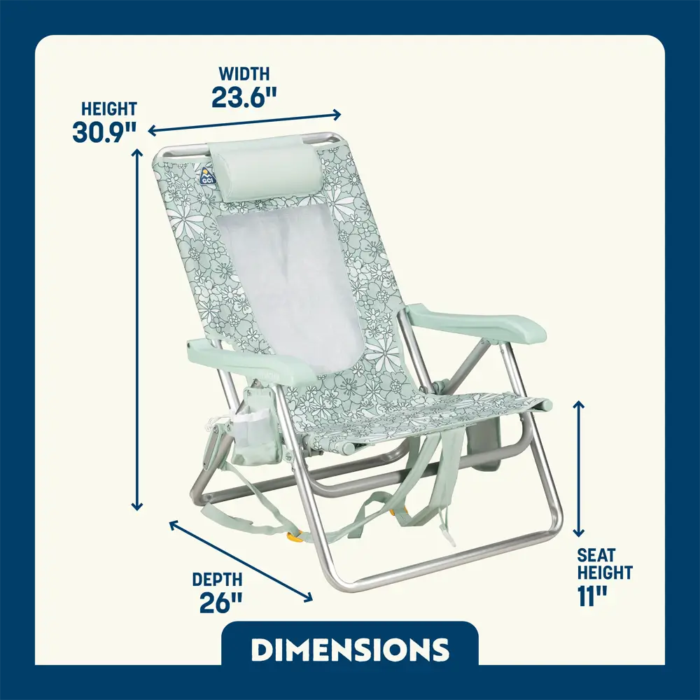 Low-Profile Backpack Beach Chair - Choice 709 - Portable Heavy-Duty Low Boy Chair for Ocean Side Detail