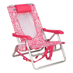 Low-Profile Backpack Beach Chair - Choice 709 - Portable Heavy-Duty Low Boy Chair for Ocean Side - Floral Sport Pink