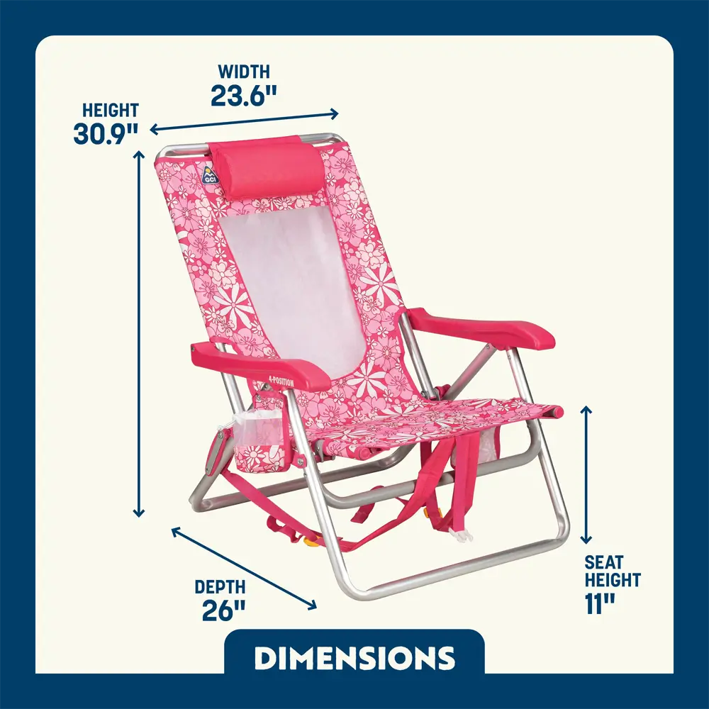 Low-Profile Backpack Beach Chair - Choice 709 - Portable Heavy-Duty Low Boy Chair for Ocean Side Detail