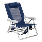 Low-Profile Backpack Beach Chair - Choice 709 - Portable Heavy-Duty Low Boy Chair for Ocean Side - Nautical Blue
