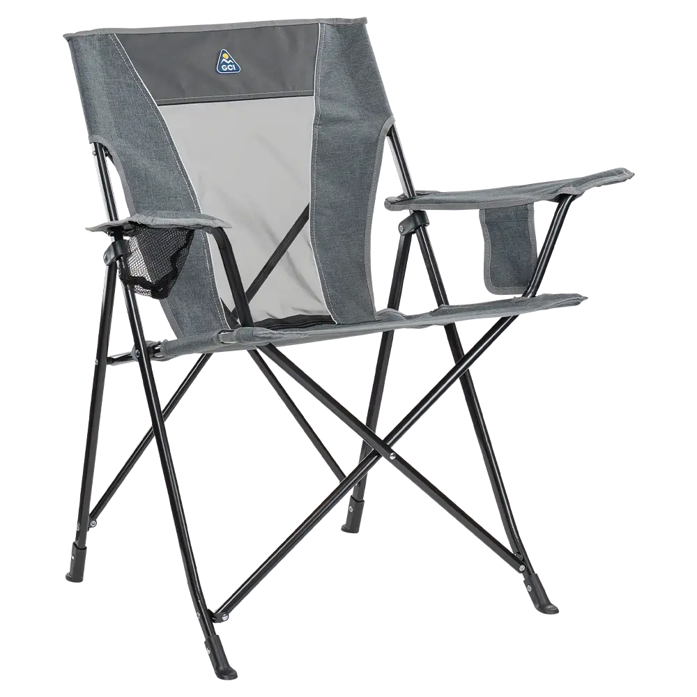 Micro-Folding Comfort Quad Chair - Choice 989 - Pico Compact Folding Camp Chair with Carry Bag - Heathered Pewter